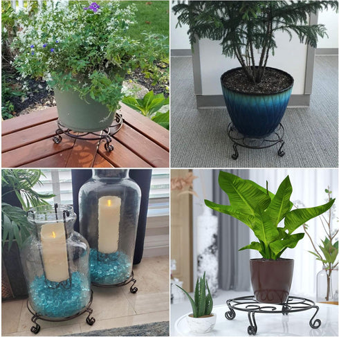 Yimobra Original Patented Plant Stand for Flower Pot Heavy Duty Potted Holder Indoor Outdoor, Metal Rustproof Iron Garden Container Round Supports...